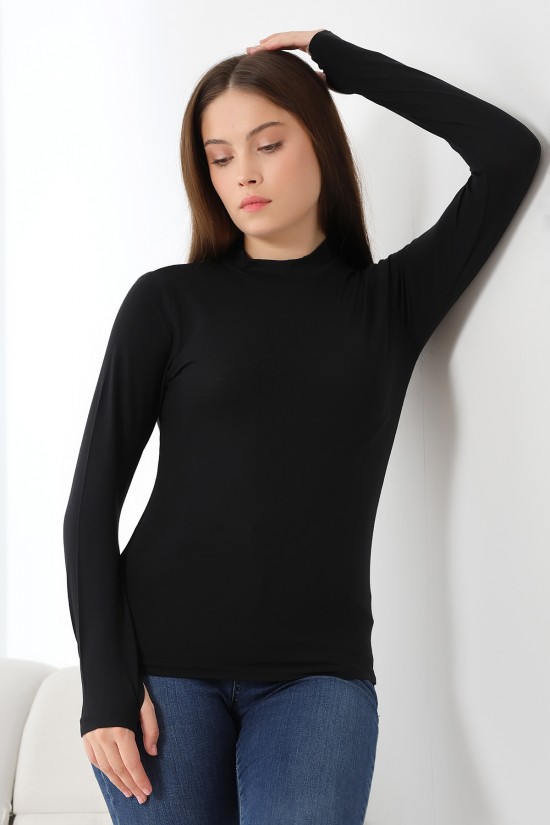 21756 KADIN YARIM BALIKÇI UZUN KOLU PARMAK GEÇMELİ BLUZ 21756 KADIN YARIM BALIKÇI UZUN KOLU PARMAK GEÇMELİ BLUZ