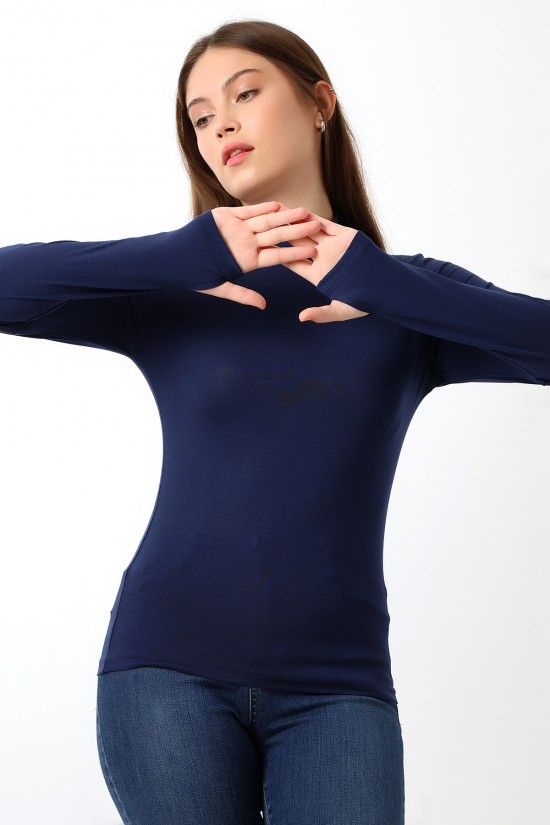 21756 KADIN YARIM BALIKÇI UZUN KOLU PARMAK GEÇMELİ BLUZ 21756 KADIN YARIM BALIKÇI UZUN KOLU PARMAK GEÇMELİ BLUZ