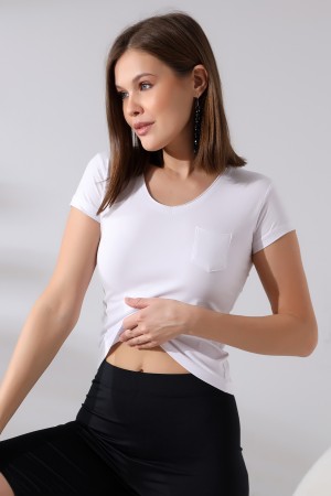 21065 KADIN KISA KOL CEPLİ LYC PİS V YAKA BADY 