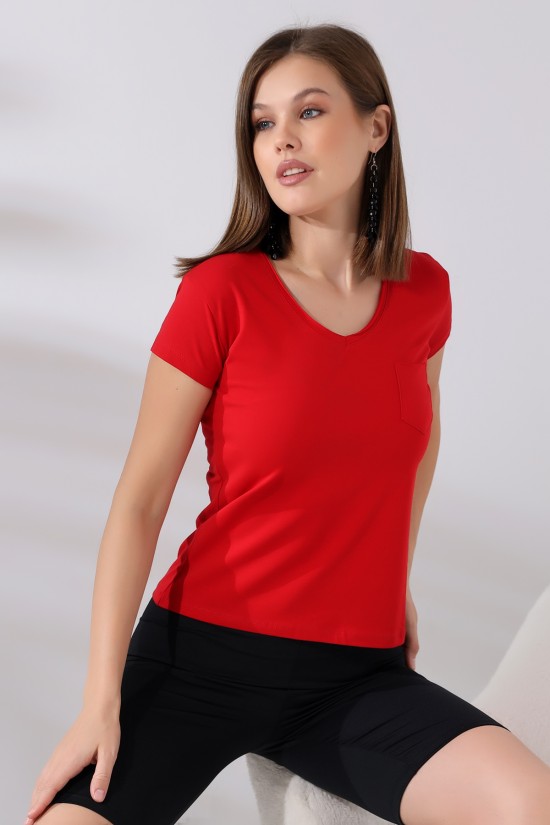 21065 BAYAN KISA KOL CEPLİ LYC PİS V YAKA BADY 21065 BAYAN KISA KOL CEPLİ LYC PİS V YAKA BADY