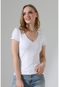 22175 KADIN TULUM V YAKA FULL LYC VORTVİSK KISA KOL TSHIRT 