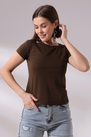 21066 KADIN KISA KOL CEPLİ LYC PİS BİSİKLET YAKA BADY 