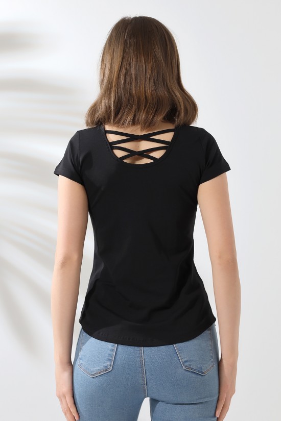 21218 BAYAN KISA KOL ARKASI ÇAPRAZ BİYELİ U YAKA BADY 