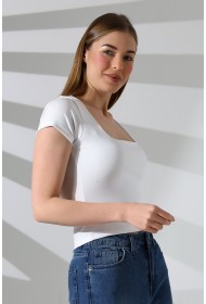 21804 KADIN KISA KOL FULL LYC RİB KOMPAKT PENYE TULUM KARE YAKA T-SHIRT 21804 KADIN KISA KOL FULL LYC RİB KOMPAKT PENYE TULUM KARE YAKA T-SHIRT