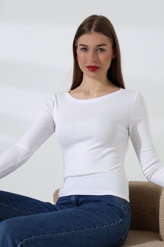 21897 KADIN KAYIK YAKA FULL LYC KOMPAKT PENYE RİB UZUN KOL TSHIRT 21897 KADIN KAYIK YAKA FULL LYC KOMPAKT PENYE RİB UZUN KOL TSHIRT