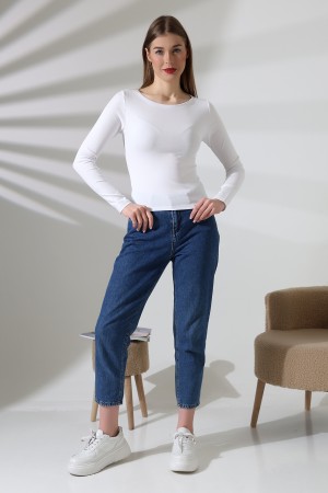 21897 KADIN KAYIK YAKA FULL LYC KOMPAKT PENYE RİB UZUN KOL TSHIRT 21897 KADIN KAYIK YAKA FULL LYC KOMPAKT PENYE RİB UZUN KOL TSHIRT