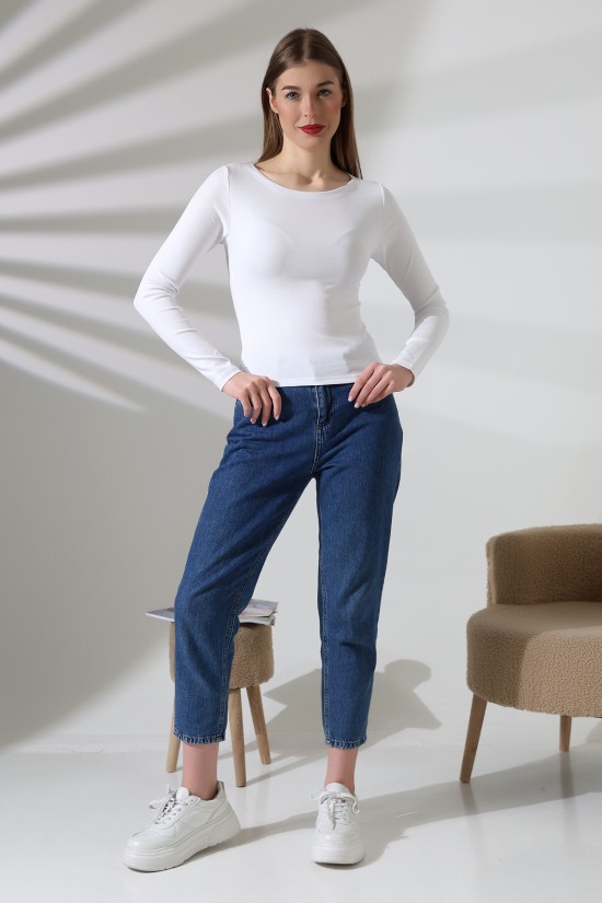 21897 KADIN KAYIK YAKA FULL LYC KOMPAKT PENYE RİB UZUN KOL TSHIRT 21897 KADIN KAYIK YAKA FULL LYC KOMPAKT PENYE RİB UZUN KOL TSHIRT