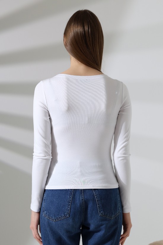 21897 KADIN KAYIK YAKA FULL LYC KOMPAKT PENYE RİB UZUN KOL TSHIRT 21897 KADIN KAYIK YAKA FULL LYC KOMPAKT PENYE RİB UZUN KOL TSHIRT