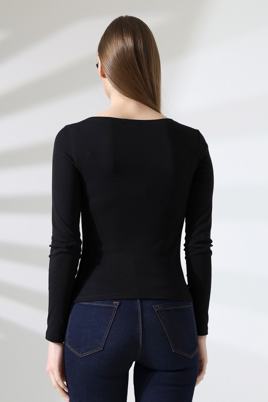 21897 KADIN KAYIK YAKA FULL LYC KOMPAKT PENYE RİB UZUN KOL TSHIRT 21897 KADIN KAYIK YAKA FULL LYC KOMPAKT PENYE RİB UZUN KOL TSHIRT