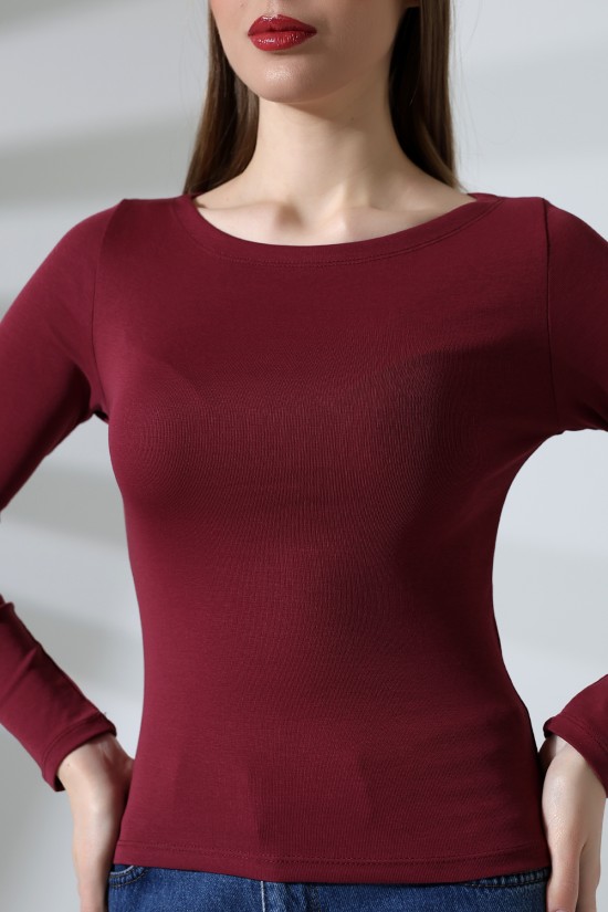 21897 KADIN KAYIK YAKA FULL LYC KOMPAKT PENYE RİB UZUN KOL TSHIRT 21897 KADIN KAYIK YAKA FULL LYC KOMPAKT PENYE RİB UZUN KOL TSHIRT