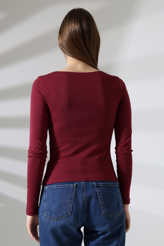 21897 KADIN KAYIK YAKA FULL LYC KOMPAKT PENYE RİB UZUN KOL TSHIRT 21897 KADIN KAYIK YAKA FULL LYC KOMPAKT PENYE RİB UZUN KOL TSHIRT