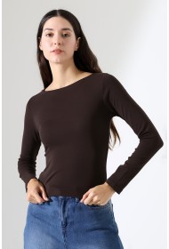 21897 KADIN KAYIK YAKA FULL LYC KOMPAKT PENYE RİB UZUN KOL TSHIRT 21897 KADIN KAYIK YAKA FULL LYC KOMPAKT PENYE RİB UZUN KOL TSHIRT