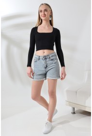 21650 KADIN FULL LYC COMP PENYE RİB UZUN KOL TULUM KARE YAKA KISA TSHIRT 21650 KADIN FULL LYC COMP PENYE RİB UZUN KOL TULUM KARE YAKA KISA TSHIRT