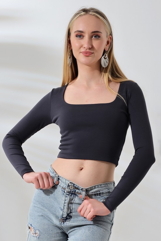 21650 KADIN FULL LYC COMP PENYE RİB UZUN KOLTULUM KARE YAKA KISA TSHIRT 21650 KADIN FULL LYC COMP PENYE RİB UZUN KOLTULUM KARE YAKA KISA TSHIRT