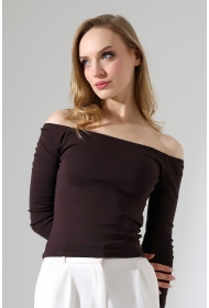 22141 KADIN KAYIK YAKA FULL LYC RİB UZUN KOL REGLAN VE OMUZ DÜŞÜMLÜ TSHIRT 