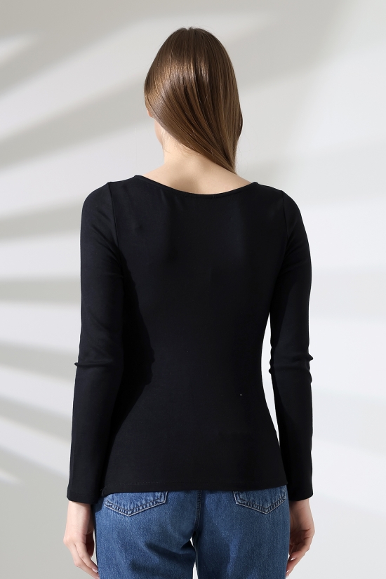 21951 KADIN KAYIK YAKA YANLARI LAST BÜZGÜLÜ FULL LYC VORTVİSK RİBANA UZUN KOL TSHIRT 21951 KADIN KAYIK YAKA YANLARI LAST BÜZGÜLÜ FULL LYC VORTVİSK RİBANA UZUN KOL TSHIRT