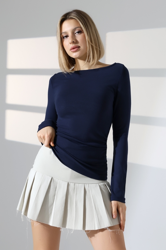 21951 KADIN KAYIK YAKA YANLARI LAST BÜZGÜLÜ FULL LYC VORTVİSK RİBANA UZUN KOL TSHIRT 21951 KADIN KAYIK YAKA YANLARI LAST BÜZGÜLÜ FULL LYC VORTVİSK RİBANA UZUN KOL TSHIRT