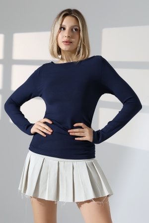 21951 KADIN KAYIK YAKA YANLARI LAST BÜZGÜLÜ FULL LYC VORTVİSK RİBANA UZUN KOL TSHIRT 21951 KADIN KAYIK YAKA YANLARI LAST BÜZGÜLÜ FULL LYC VORTVİSK RİBANA UZUN KOL TSHIRT