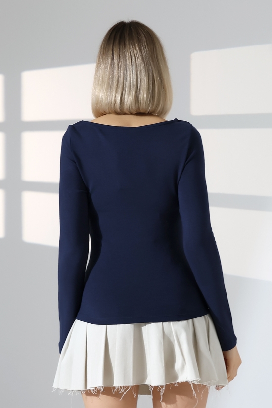 21951 KADIN KAYIK YAKA YANLARI LAST BÜZGÜLÜ FULL LYC VORTVİSK RİBANA UZUN KOL TSHIRT 21951 KADIN KAYIK YAKA YANLARI LAST BÜZGÜLÜ FULL LYC VORTVİSK RİBANA UZUN KOL TSHIRT