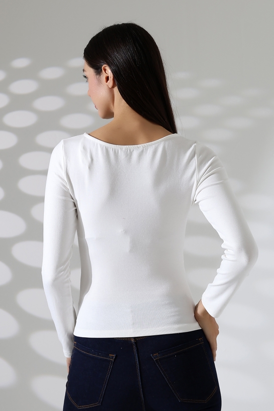 21951 KADIN KAYIK YAKA YANLARI LAST BÜZGÜLÜ FULL LYC VORTVİSK RİBANA UZUN KOL TSHIRT 21951 KADIN KAYIK YAKA YANLARI LAST BÜZGÜLÜ FULL LYC VORTVİSK RİBANA UZUN KOL TSHIRT