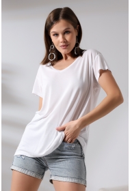 19410 KADIN KISA KOL SALAŞ V YAKA VSK TSHIRT