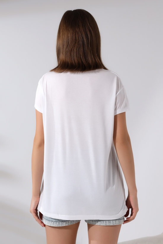 19410 KADIN KISA KOL SALAŞ V YAKA VSK TSHIRT