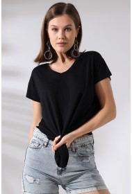 19410 KADIN KISA KOL SALAŞ V YAKA VSK TSHIRT