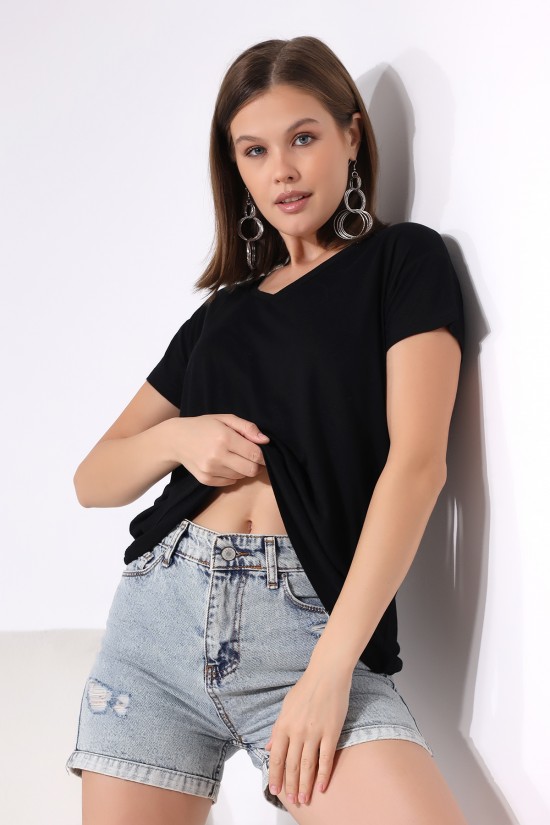 19410 BAYAN KISA KOL SALAŞ V YAKA VSK TSHIRT 19410 BAYAN KISA KOL SALAŞ V YAKA VSK TSHIRT