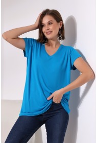 19410 KADIN KISA KOL SALAŞ V YAKA VSK TSHIRT