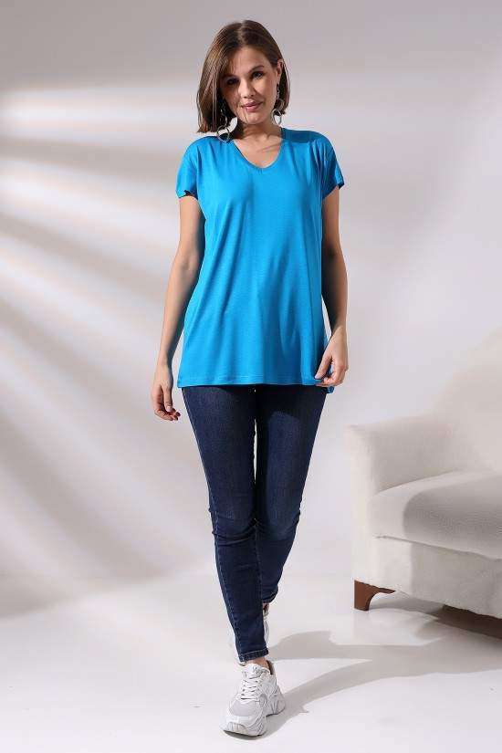 19410 KADIN KISA KOL SALAŞ V YAKA VSK TSHIRT 19410 KADIN KISA KOL SALAŞ V YAKA VSK TSHIRT