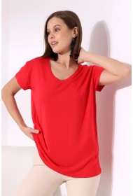 19410 KADIN KISA KOL SALAŞ V YAKA VSK TSHIRT