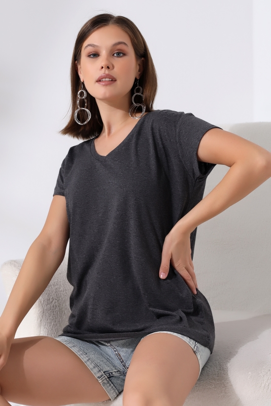 19410 BAYAN KISA KOL SALAŞ V YAKA VSK TSHIRT 19410 BAYAN KISA KOL SALAŞ V YAKA VSK TSHIRT