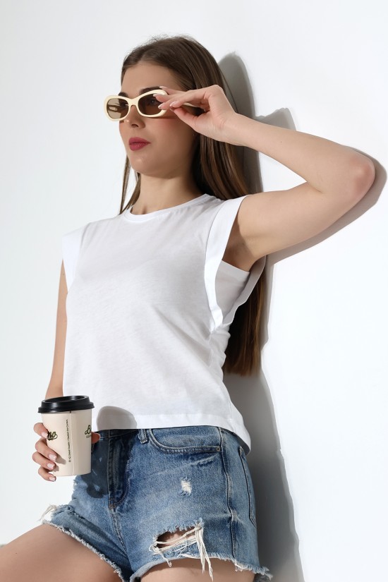 21572 BAYAN KOLSUZ GENİŞ KOL EVİ İÇ KAPAKLI ARKA ETEĞİ OVAL PAMUKLU TSHIRT 21572 BAYAN KOLSUZ GENİŞ KOL EVİ İÇ KAPAKLI ARKA ETEĞİ OVAL PAMUKLU TSHIRT