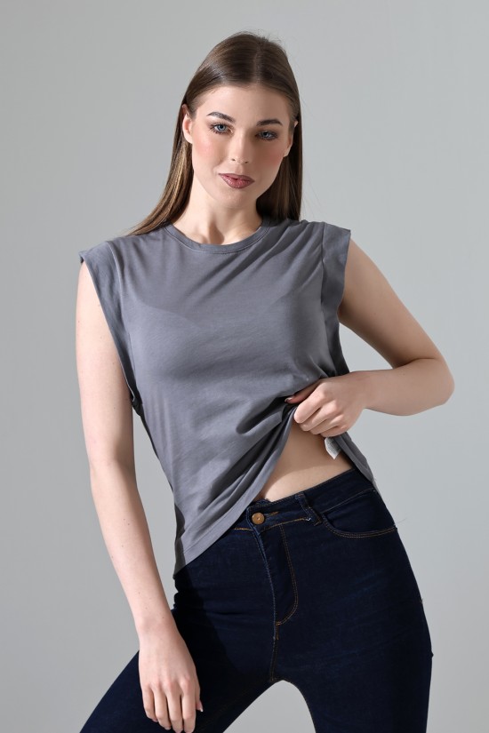 21572 BAYAN KOLSUZ GENİŞ KOL EVİ İÇ KAPAKLI ARKA ETEĞİ OVAL PAMUKLU TSHIRT 21572 BAYAN KOLSUZ GENİŞ KOL EVİ İÇ KAPAKLI ARKA ETEĞİ OVAL PAMUKLU TSHIRT