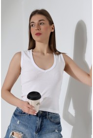 21899 KADIN DERİN V YAKA KOLSUZ LİKRASIZ RİB ATLET 21899 KADIN DERİN V YAKA KOLSUZ LİKRASIZ RİB ATLET