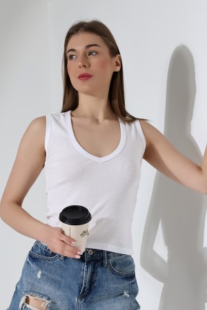 21899 KADIN DERİN V YAKA KOLSUZ LİKRASIZ RİB ATLET 21899 KADIN DERİN V YAKA KOLSUZ LİKRASIZ RİB ATLET