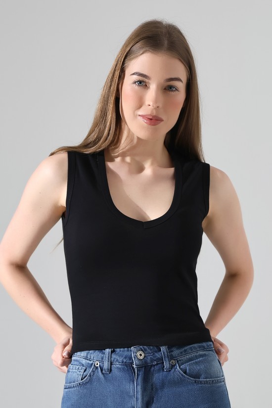 21899 KADIN DERİN V YAKA KOLSUZ LİKRASIZ RİB ATLET 21899 KADIN DERİN V YAKA KOLSUZ LİKRASIZ RİB ATLET