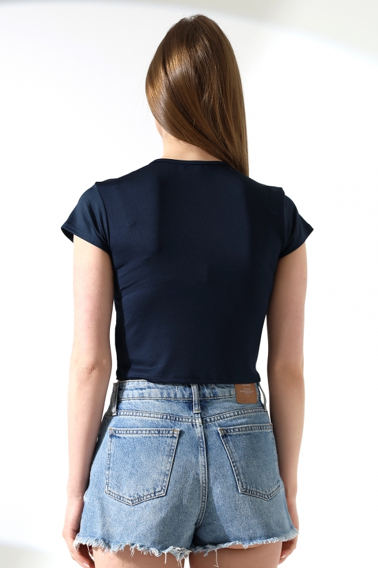 21974 KADIN  FULL LYC MİKRO  BİSİKLET YAKA TSHIRT