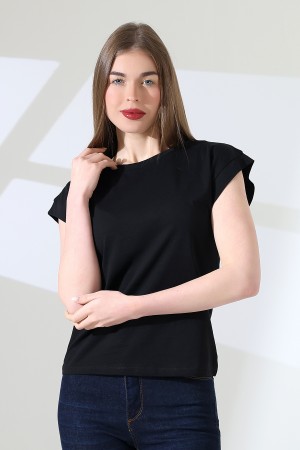 21979 KADIN BİSİKLET YAKA KOL EVİ PARÇALI TSHIRT