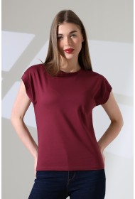 21979 KADIN BİSİKLET YAKA KOL EVİ PARÇALI TSHIRT