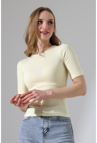 22094 KADIN FULL LYC RİB FAKİR KOLU KATL.BİSİKLET YAKA TSHIRT 