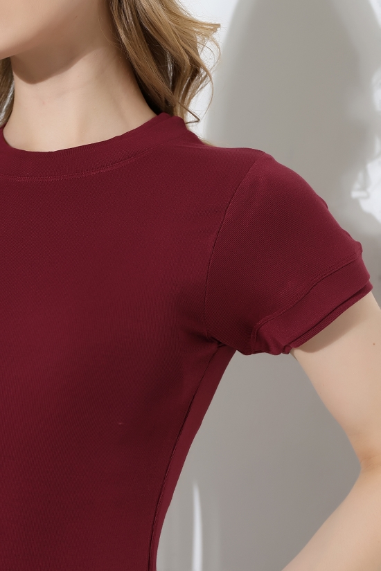 22178 KADIN KISA KOL ÇİFT BİSİKLET YAKA FULLLYC VORTEKSVSKRİBANA TSHIRT