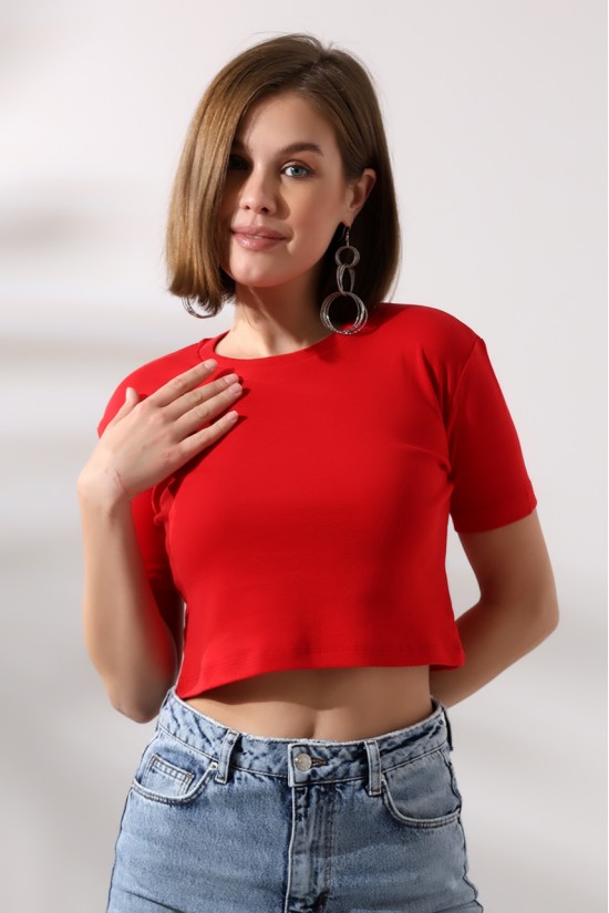 21560 KADIN PENYE COMP LİKRASIZ RİB PAMUKLU BİSİKLET YAKA CROP TSHIRT 21560 KADIN PENYE COMP LİKRASIZ RİB PAMUKLU BİSİKLET YAKA CROP TSHIRT