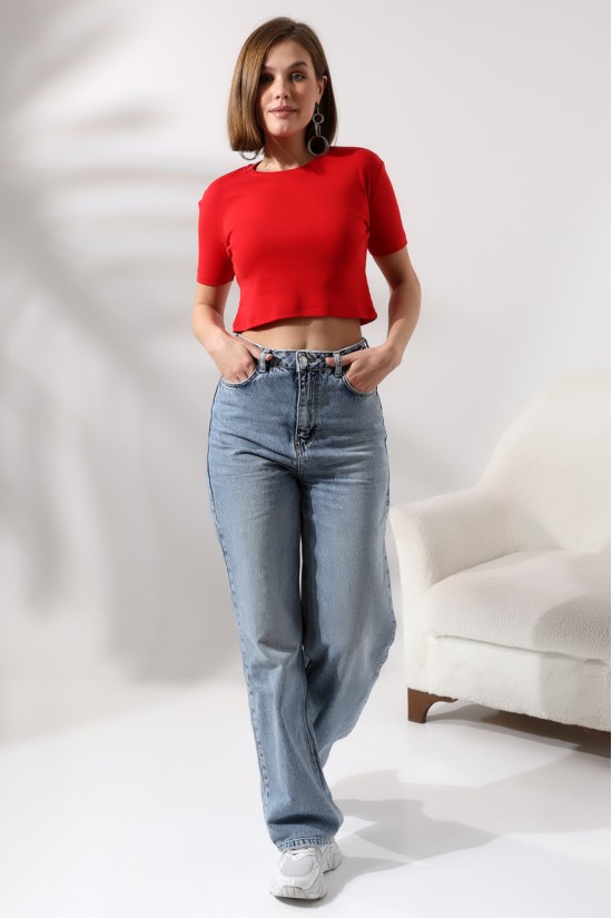 21560 KADIN PENYE COMP LİKRASIZ RİB PAMUKLU BİSİKLET YAKA CROP TSHIRT 21560 KADIN PENYE COMP LİKRASIZ RİB PAMUKLU BİSİKLET YAKA CROP TSHIRT