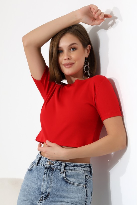 21560 KADIN PENYE COMP LİKRASIZ RİB PAMUKLU BİSİKLET YAKA CROP TSHIRT 21560 KADIN PENYE COMP LİKRASIZ RİB PAMUKLU BİSİKLET YAKA CROP TSHIRT