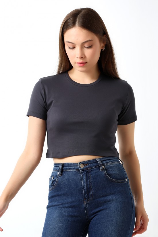 21560 KADIN PENYE COMP LİKRASIZ RİB PAMUKLU BİSİKLET YAKA CROP TSHIRT 21560 KADIN PENYE COMP LİKRASIZ RİB PAMUKLU BİSİKLET YAKA CROP TSHIRT