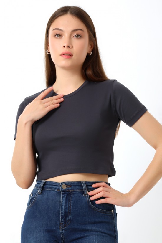 21560 KADIN PENYE COMP LİKRASIZ RİB PAMUKLU BİSİKLET YAKA CROP TSHIRT 21560 KADIN PENYE COMP LİKRASIZ RİB PAMUKLU BİSİKLET YAKA CROP TSHIRT