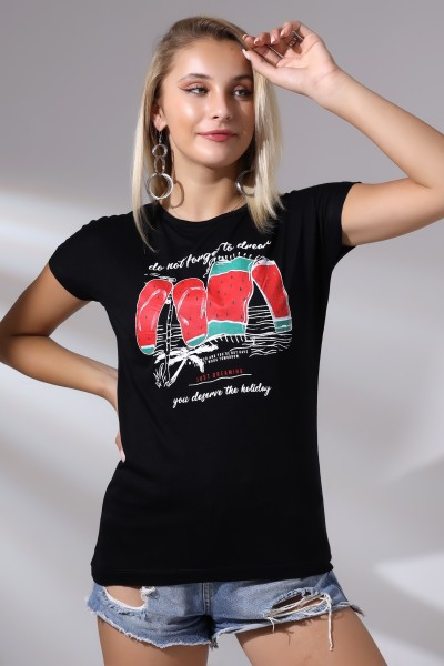 20479  DO NOT FORGET  BASK.KADIN KISA KOLU BEDENDE SALAŞ VSK TSHIRT 