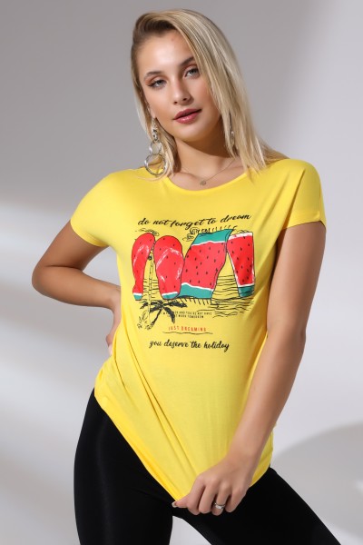 20479  DO NOT FORGET  BASK.KADIN KISA KOLU BEDENDE SALAŞ VSK TSHIRT 