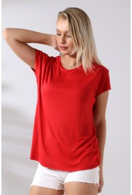 21256 KADIN KISA KOL SALAŞ BİSİKLET YAKA VSK TSHIRT